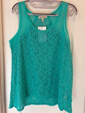 True Freedom Teal Lace Camisole Tank